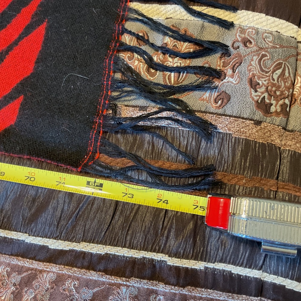Claire France Scarf Womens OS Red Excellent Animal Print Leopard Zebra Fringe - Picture 5 of 6